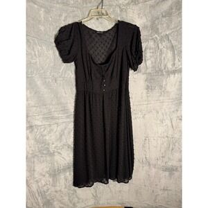 Max + Ash Black Swiss Dot Puff Sleeve Mini Dress XL 3UNNT9003